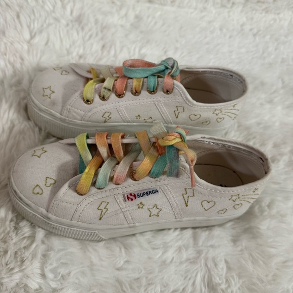 Superga White Platform Sneakers with Multicolor Laces Size 6 - Picture 14 of 15